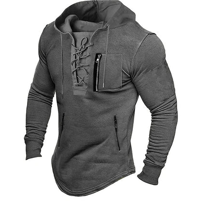 Men's stylish hoodie with unique lacing design Skorter