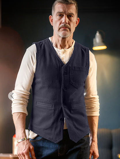 Men's fashionable vest in vintage style with pockets Skorter