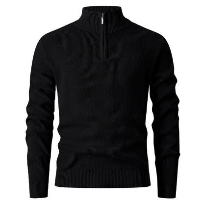 Men's sweater with stand-up collar and additional zipper Skorter