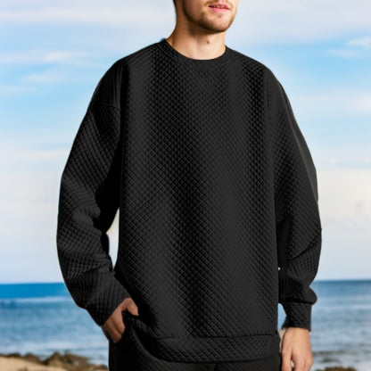 Men's Oversized Sweatshirt with Textured Design and Practical Side Pockets Skorter