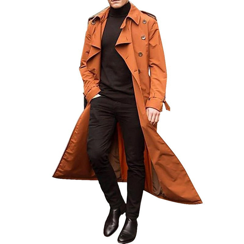 Men's elegant trench coat with deep lapels and concealed buttons Skorter