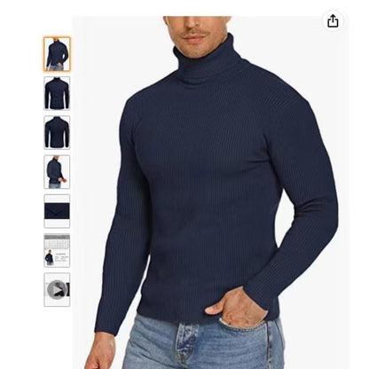 Men's Stand Collar Sweater made of Ribbed Knit Skorter