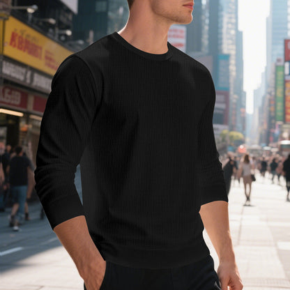 Men's stylish textured sweatshirt with round neck and elastic cuffs Skorter