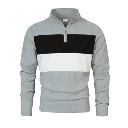 Men's zip sweater with fashionable color cut and comfortable style Skorter