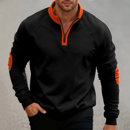 Men's sporty hoodie with short zipper and fashionable contrast elements Skorter