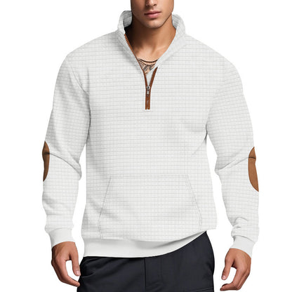 Men's sporty sweater with half zipper and structured surface Skorter