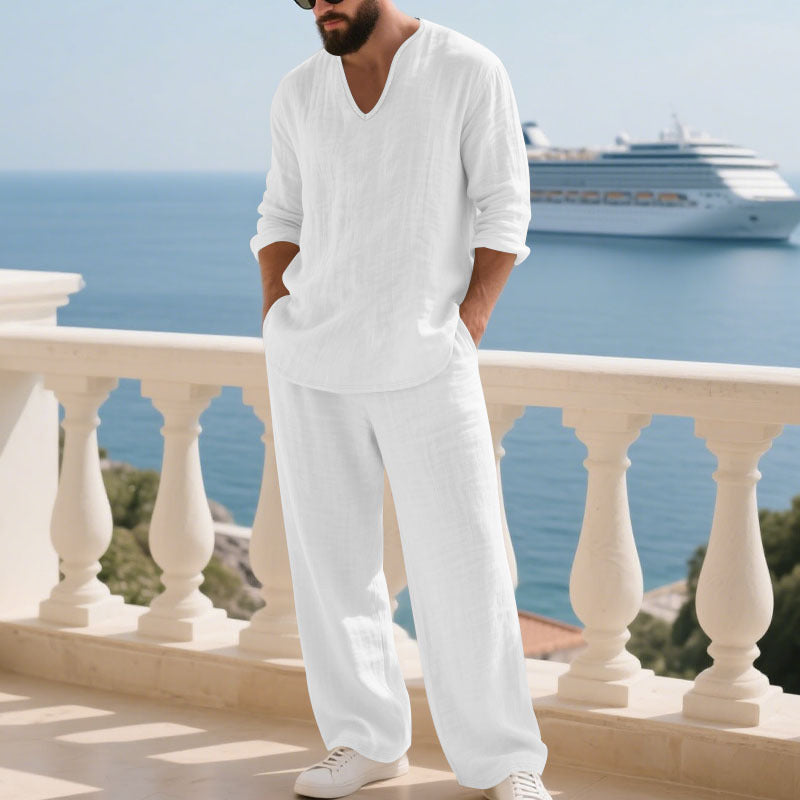 Luftig linnekostym för män Skorter