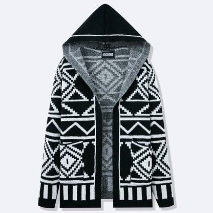 Herrkardigan med kreativt mönster och öppen framsida Skorter