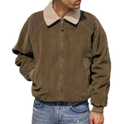 Men's stylish cord jacket with removable sherpa collar Skorter