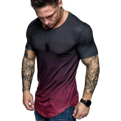 Men's sporty t-shirt with modern gradient and figure-hugging cut Skorter