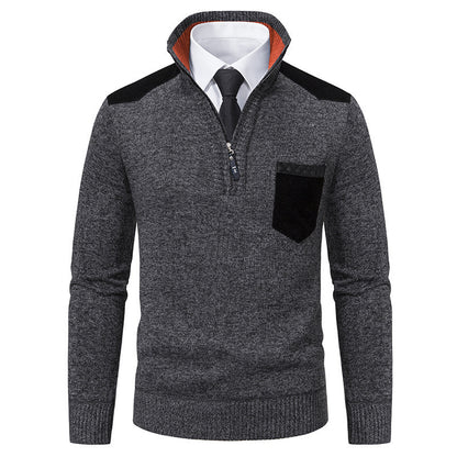 Men's stylish sweater with high collar and zipper Skorter