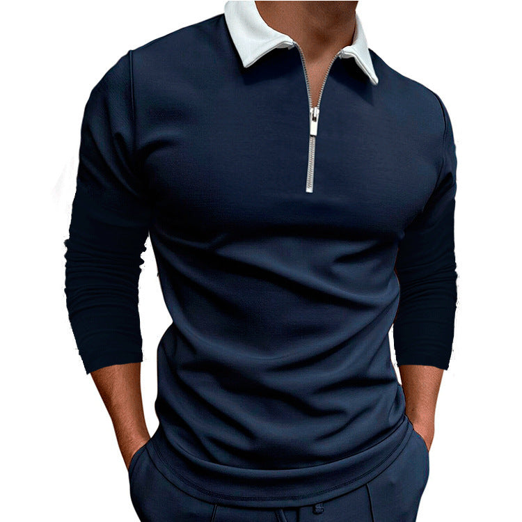 Men's sporty sweater with 1/4 zipper and contrasting collar Skorter