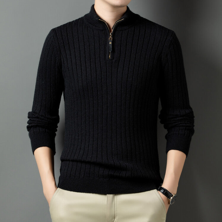 Men's sweater with modern stand-up collar and complementary zipper Skorter