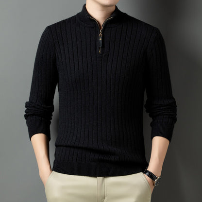 Men's sweater with modern stand-up collar and complementary zipper Skorter