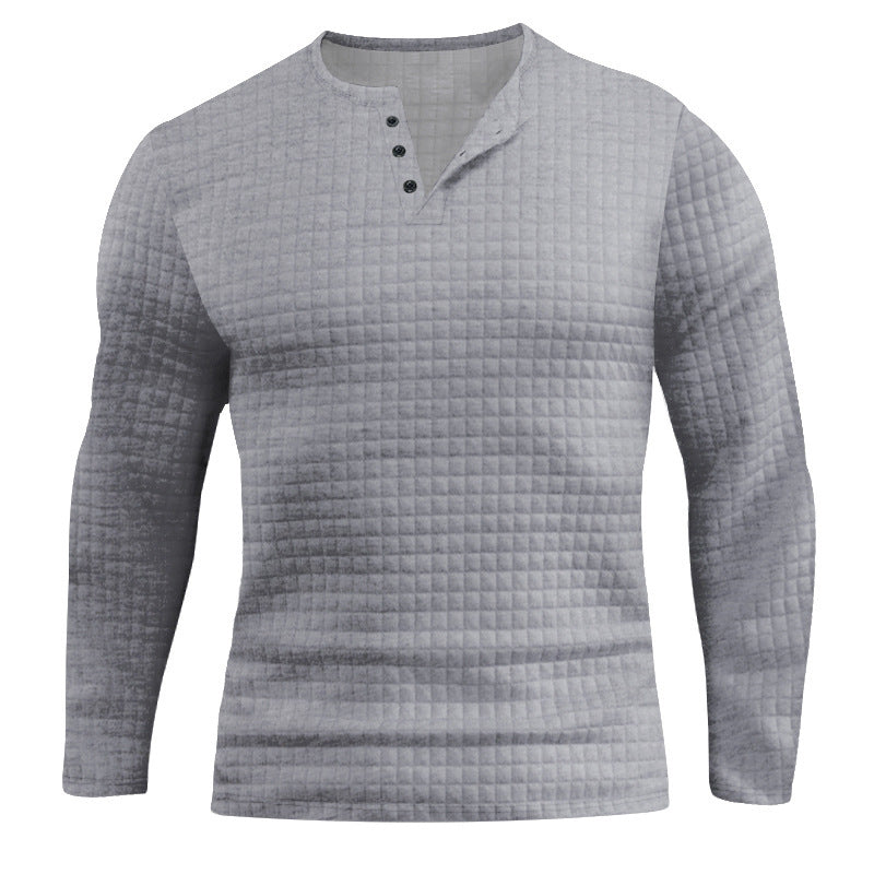 Men's Long Sleeve Shirt with Textured Design and Fashionable Button Closure Skorter