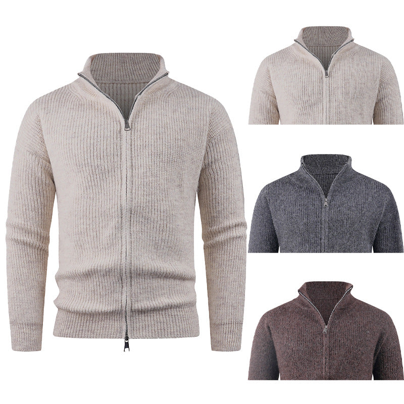 Men's sweater with high collar and decorative zipper Skorter