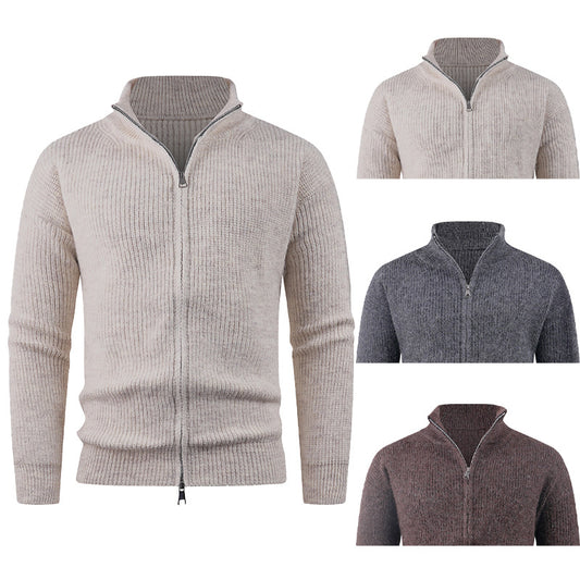 Men's sweater with high collar and decorative zipper Skorter