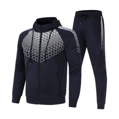 Men's sporty tracksuit set with innovative honeycomb pattern and practical zipper Skorter