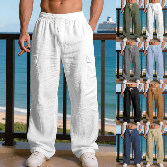 Men's relaxed cargo pants with elastic waistband and practical side pockets Skorter