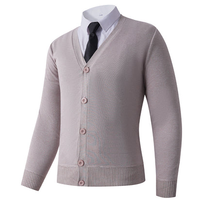 Herrkardigan med V-ringning och knappknäppning Skorter
