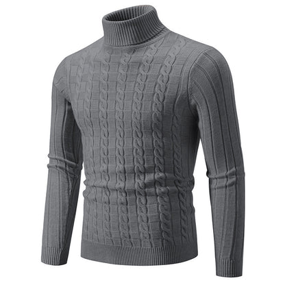 Men's stylish turtleneck sweater with textured cable design Skorter