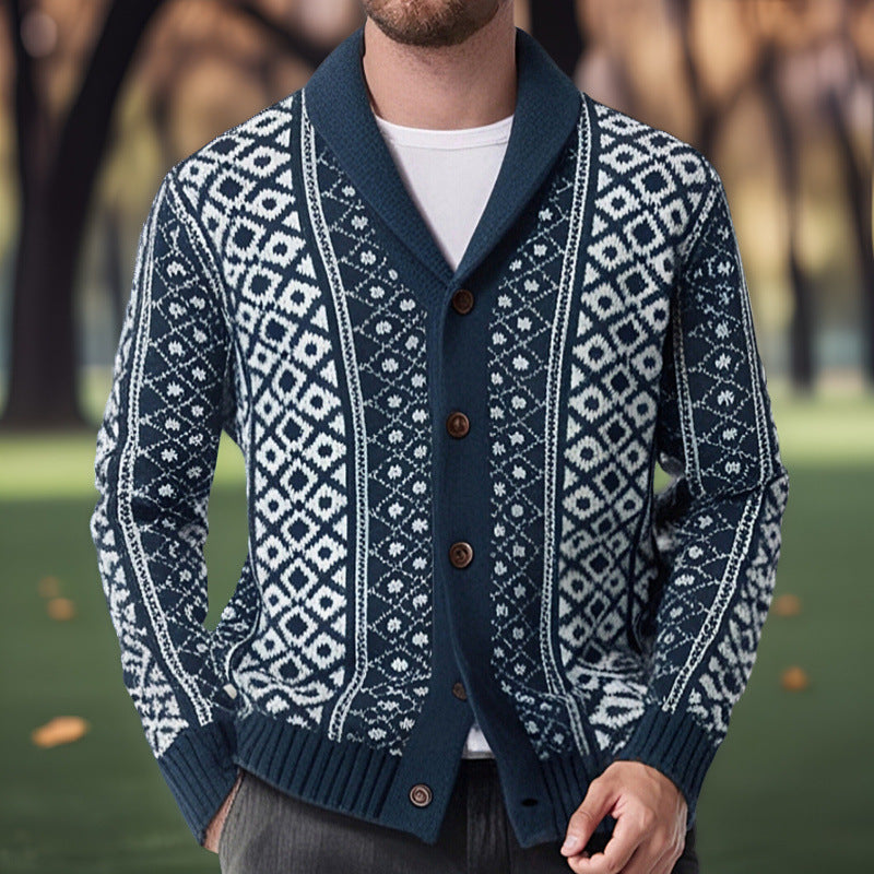 Men's cardigan with traditional Nordic pattern Skorter