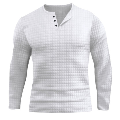 Men's Long Sleeve Shirt with Textured Design and Fashionable Button Closure Skorter
