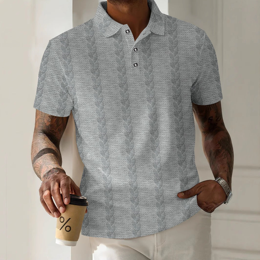 Men's Sporty Polo Shirt with Textured Pattern Skorter