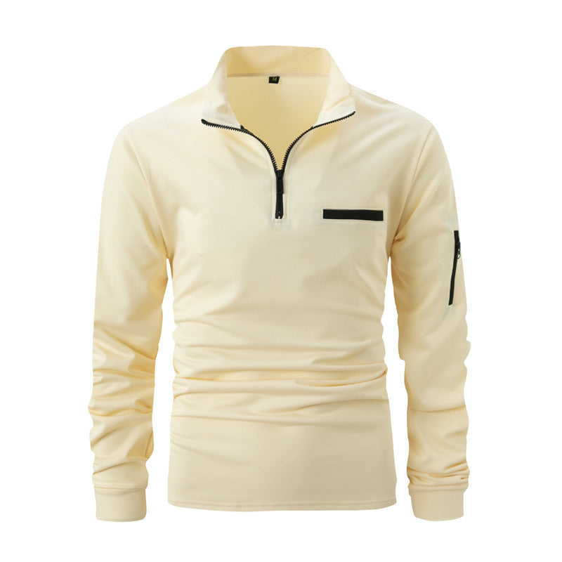 Men's sporty sweater with half zip and practical pockets Skorter