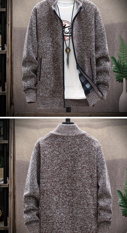 Men's cardigan with stand-up collar and pockets Skorter