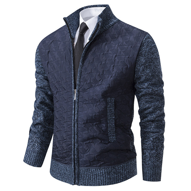 Men's stylish padded jacket with textured outer material and high collar Skorter