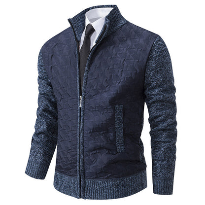 Men's stylish padded jacket with textured outer material and high collar Skorter