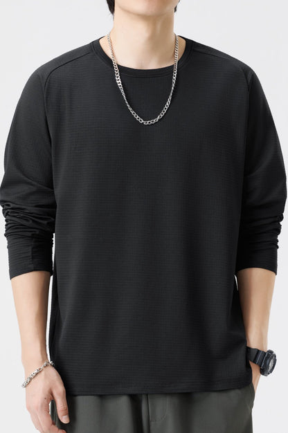 Herrtröja med långa ärmar och ventilerande mönster, Skorter