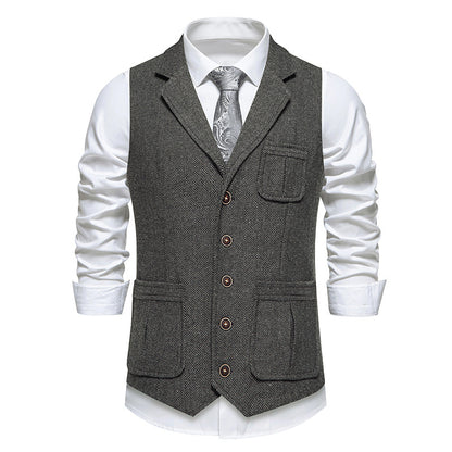 Men's suit vest in classic herringbone design with practical pockets Skorter