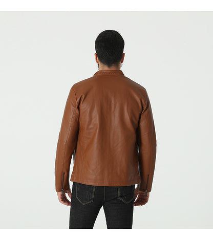 Men's stylish faux leather jacket with elastic collar Skorter