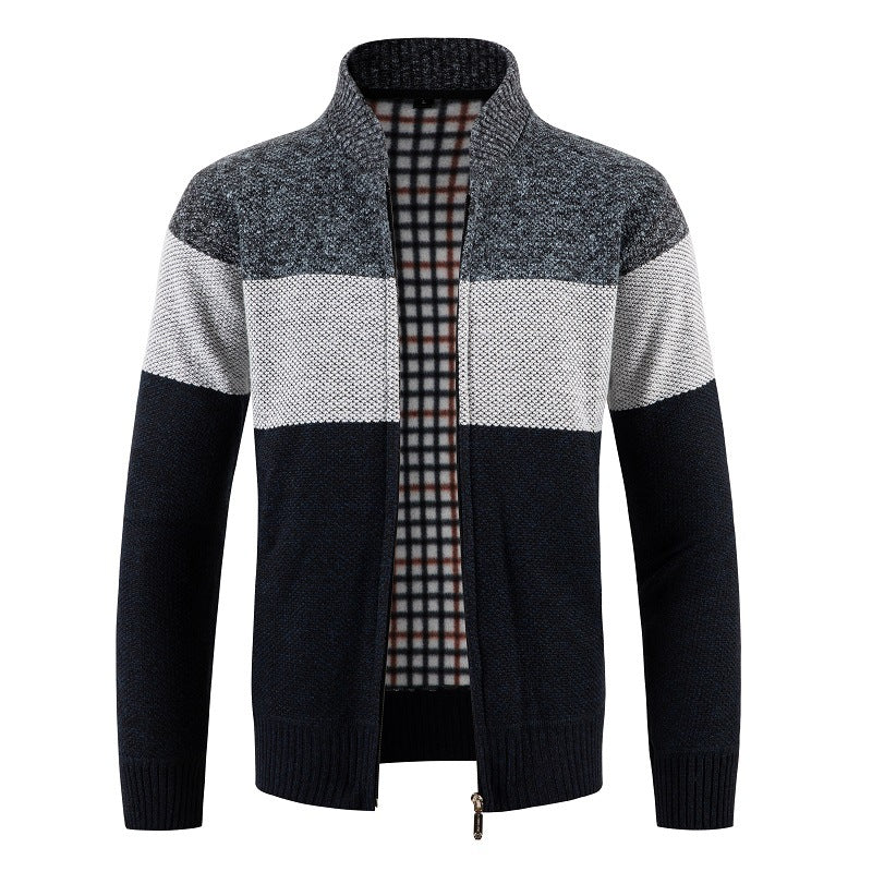 Men's cardigan with modern zipper and textured pattern Skorter
