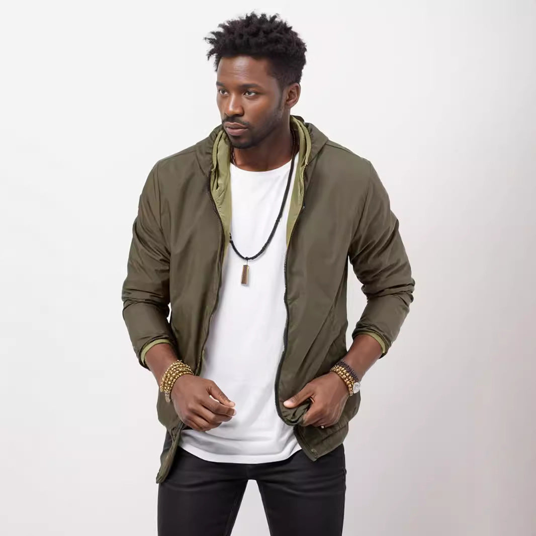 Men's sporty transition jacket with functional hood collar and elastic cuffs Skorter