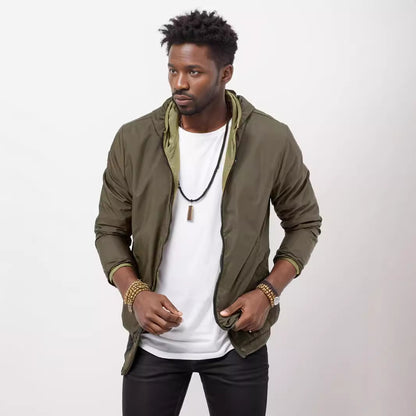 Men's sporty transition jacket with functional hood collar and elastic cuffs Skorter