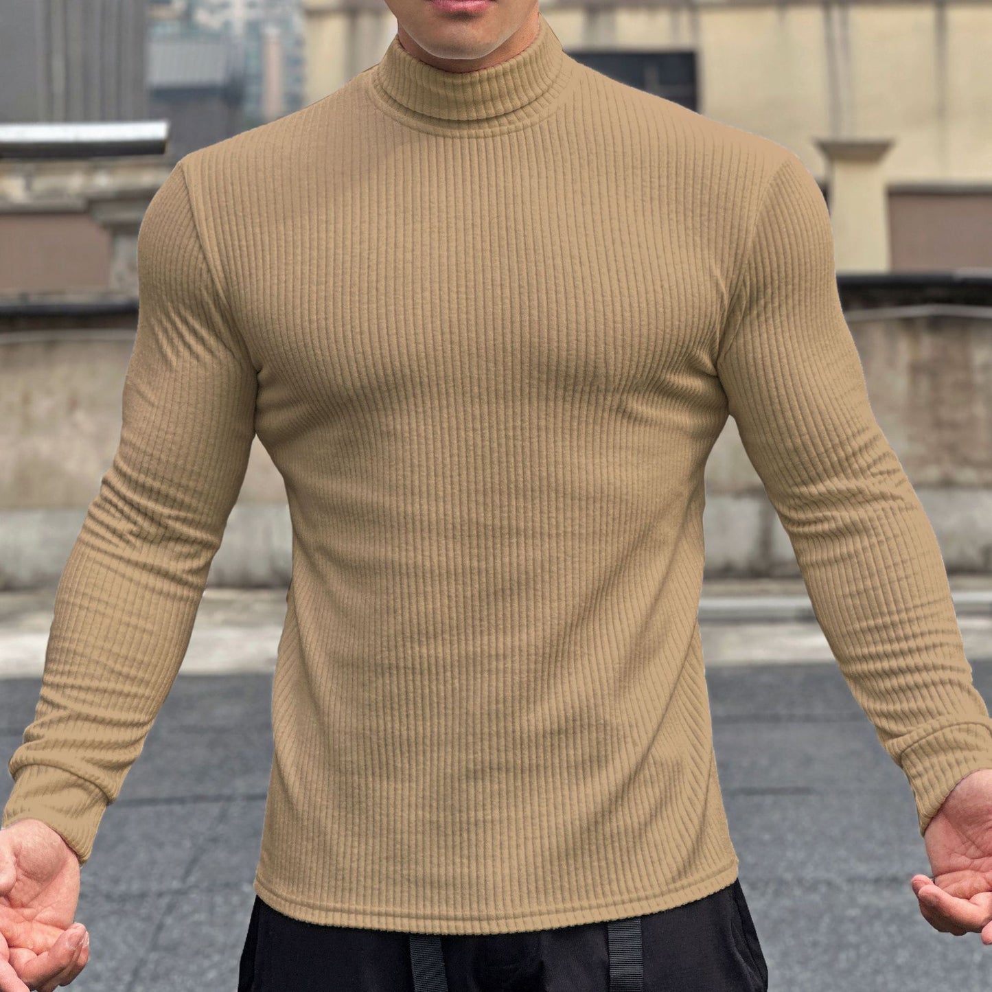 Men's elegant long-sleeve shirt with fashionable ribbed texture Skorter