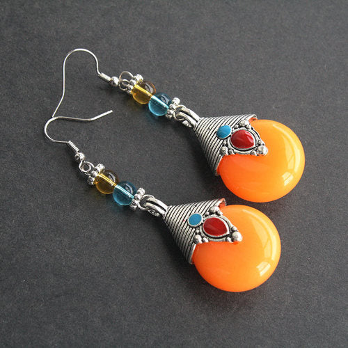 Skorter | Ethnic style stud earrings Tibetan earrings earrings children sterling silver vintage yellow beeswax handmade