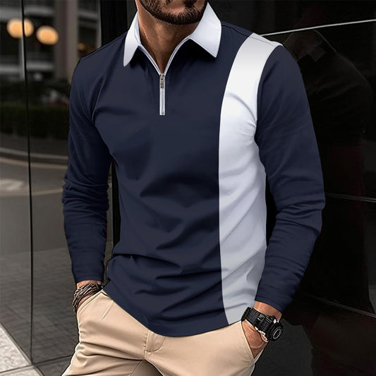 Men's sporty long-sleeve shirt with modern zipper and stylish color contrast Skorter