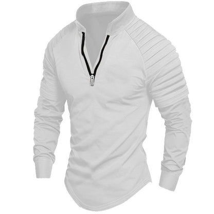 Men's sporty long-sleeve shirt with stand-up collar and zipper Skorter
