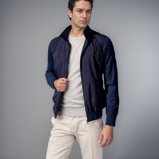 Men's sporty transitional jacket with modern stand-up collar and elastic cuffs Skorter