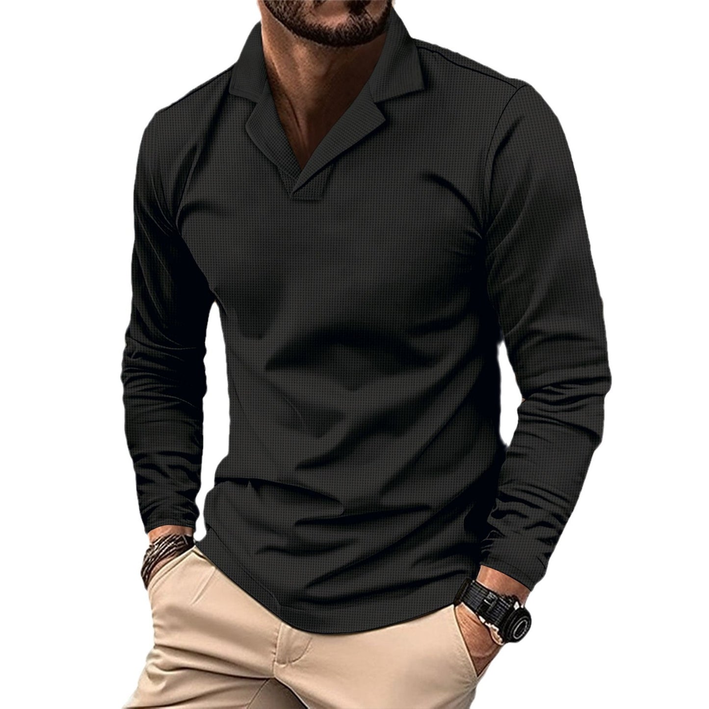 Men's stylish long sleeve shirt with textured design Skorter