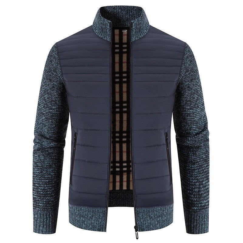 Men's quilted jacket with modern knit sleeves and high collar Skorter