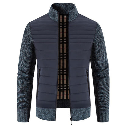 Men's quilted jacket with modern knit sleeves and high collar Skorter