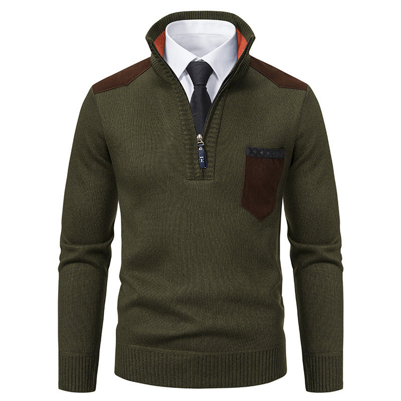 Men's stylish sweater with high collar and zipper Skorter