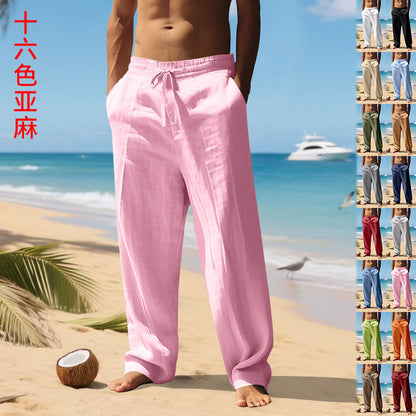 Men's airy beach pants with elastic waistband and side pockets Skorter