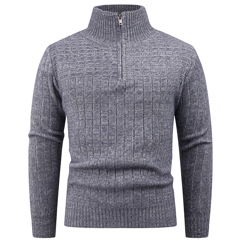 Men's turtleneck sweater with high-quality ribbed structure and modern zipper Skorter
