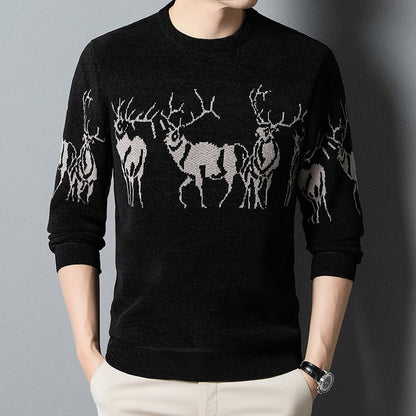 Men's knitted sweater with detailed reindeer motif Skorter